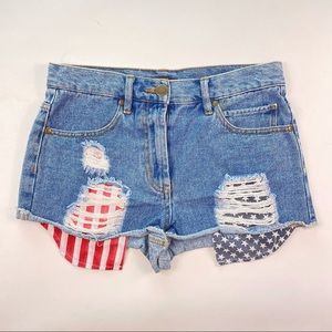Distressed Denim American Flag Shorts